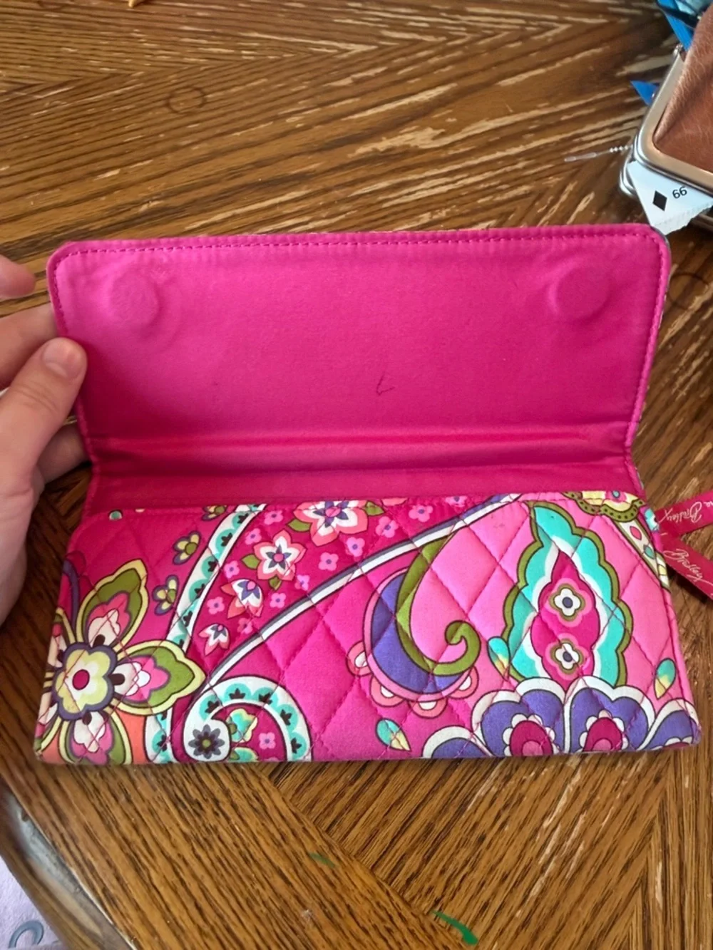 Vera Bradley Quilted Wristlet in Bright Pink Multi Paisley - Picture 6 of 9